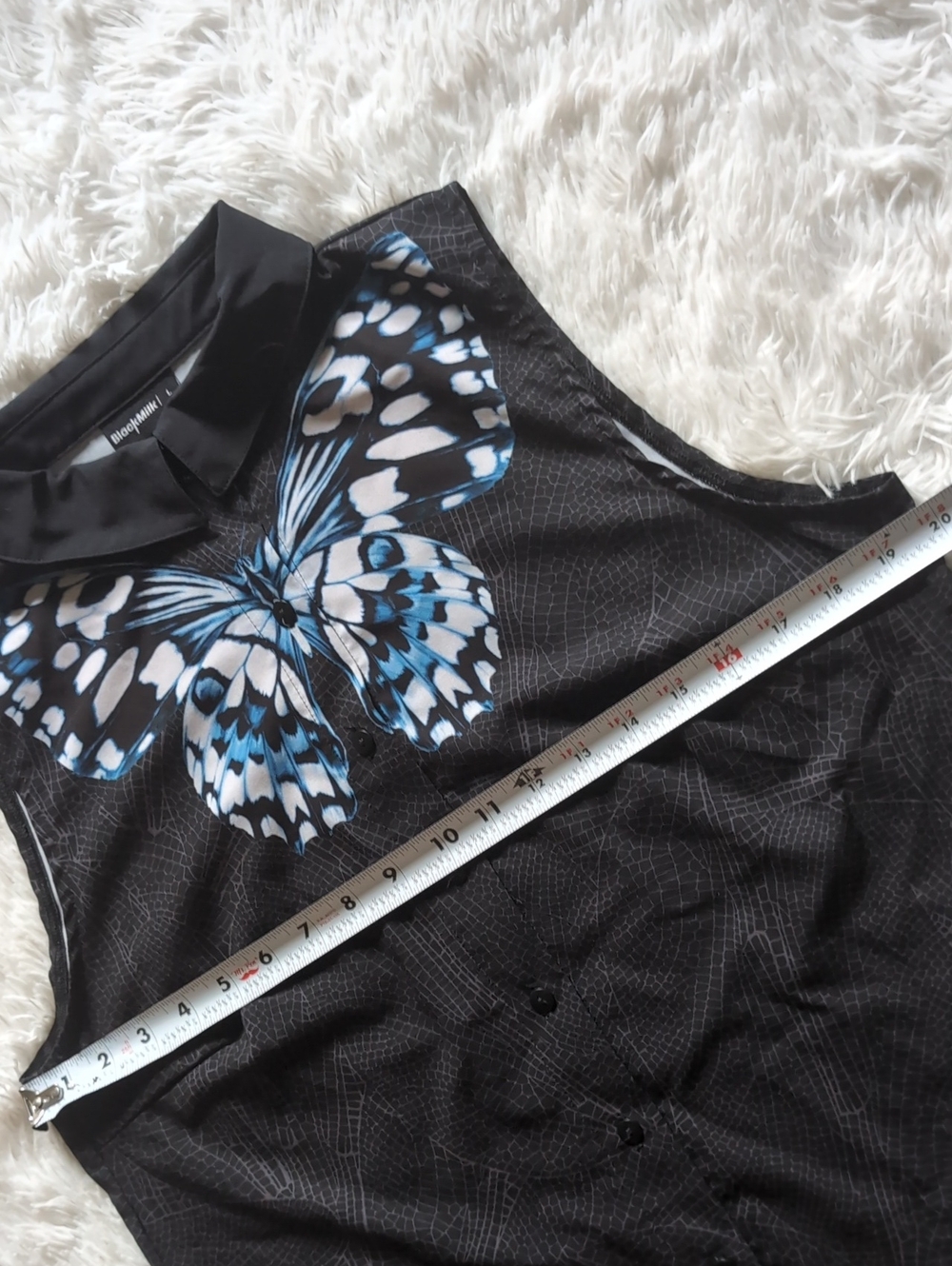 Blackmilk Butterfly & Insect Wing Queen B Business Time Button Up Shirt Large - Picture 9 of 10